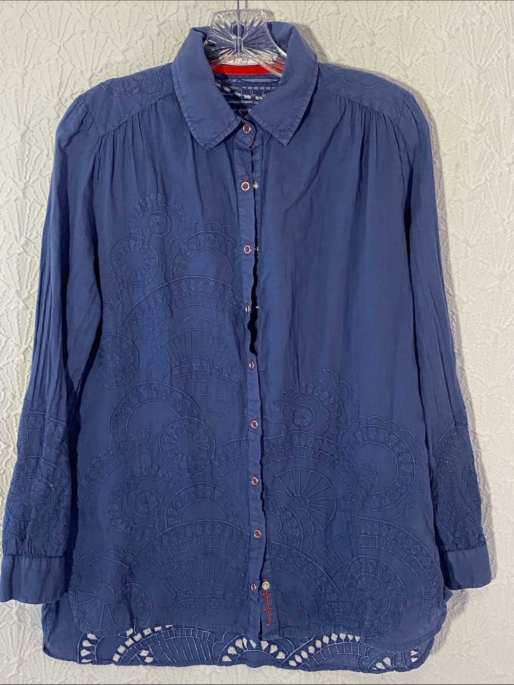 3J Workshop Johnny was Clothing Navy Embroidered Button-Down Shirt Bohemianflare